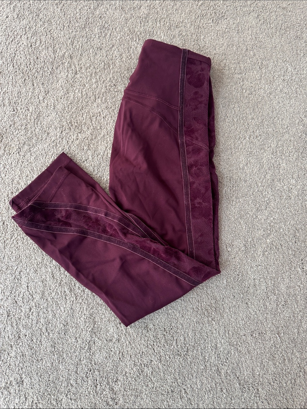 Plum Capri Leggings with Side Mesh Panel